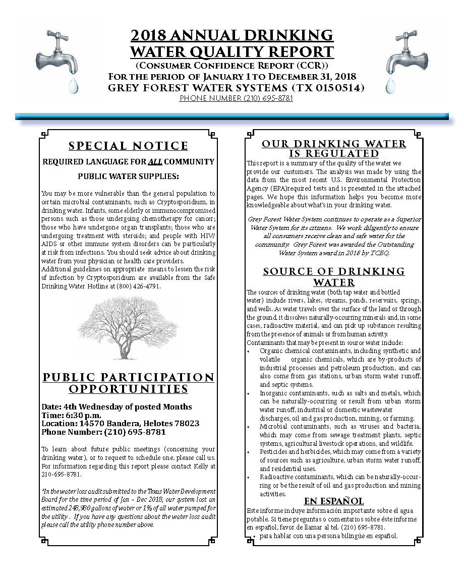 Water for The City of Grey Forest Grey Forest Utilities