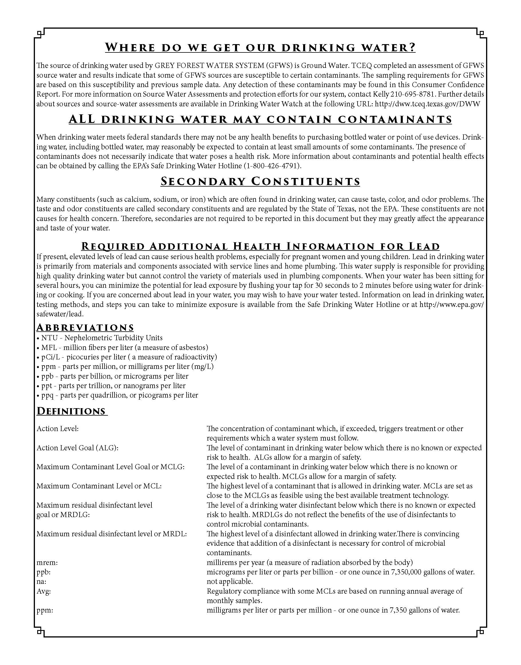 Water for The City of Grey Forest Grey Forest Utilities