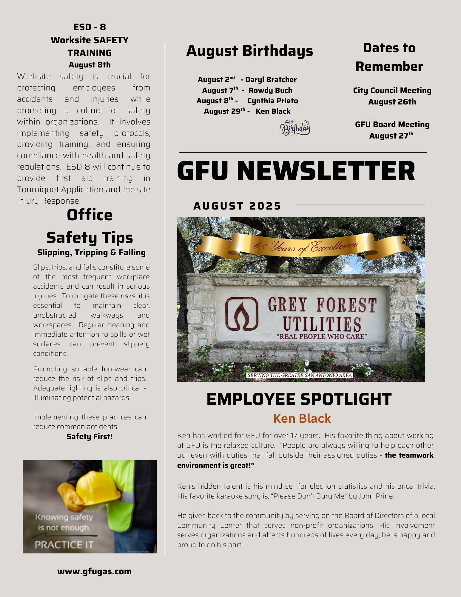 August Newsletter GFU August Newsletter
